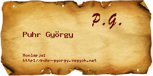 Puhr György névjegykártya